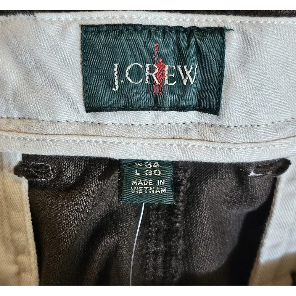 J. Crew Men's Classic Straight Fit Corduroy Pants Dark Brown Size 34x30 Stretch
